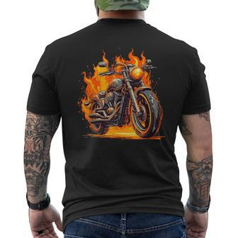 Cool Motorbike Flames And Burning Motorcycle Love Men's T-shirt Back Print - Monsterry