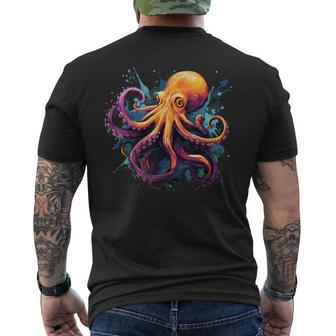 Cool Octopus On Colorful Painted Octopus Men's T-shirt Back Print - Seseable