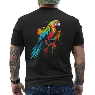 Cool Parrot On Colorful Painted Parrot Men's T-shirt Back Print - Monsterry AU