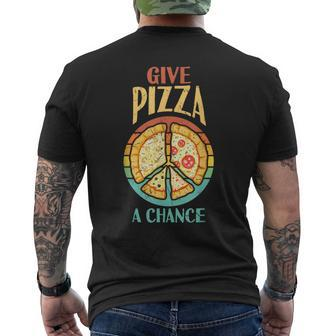 Cool Peace Give Pizza A Chance Pizza Lovers Men's T-shirt Back Print - Monsterry AU
