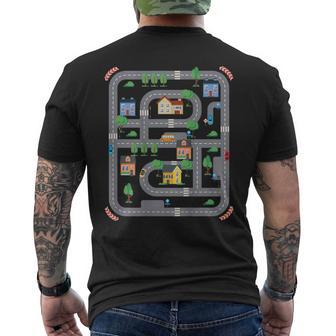 Cool Playmat Race Car Track On Back Dad Race Car Mat Men's T-shirt Back Print - Monsterry DE