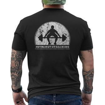 Cool Powerlifting Strength Training Vintage Gym Mens Back Print T-shirt | Mazezy