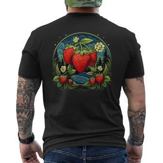 Cool Stawberry Plants By Night For Strawberries Lovers Men's T-shirt Back Print - Seseable