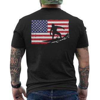 Cool Surfing For Men 4Th Of July American Flag Surfer Men's T-shirt Back Print | Mazezy