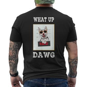 Cool Thug Gangsta Dog What Up Dawg Husky Dog Men's T-shirt Back Print - Monsterry