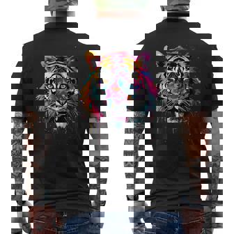 Cool Tiger On Colorful Painted Tiger Men's T-shirt Back Print - Thegiftio UK