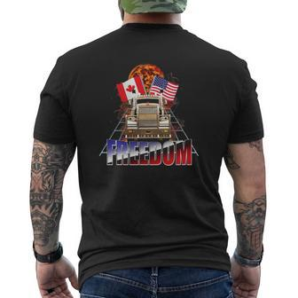 Cool Us And Canada Flag Truckers For Freedom Convoy 2022 Ver2 Mens Back Print T-shirt | Mazezy
