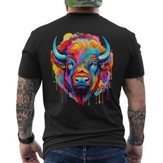 Cooles Bison-Kopf- Mit Hellen Farben T-Shirt mit Rückendruck - Seseable