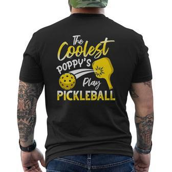 The Coolest Poppy's Play Pickleball Vintage Mens Back Print T-shirt | Mazezy