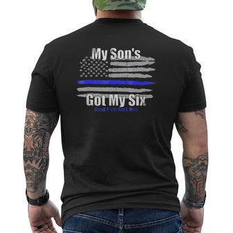 Cop Son Got Your Sixthin Blue Line Mens Back Print T-shirt | Mazezy