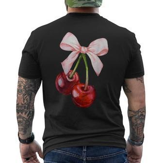 Coquette Cherry And Bows Kawaii Cherry Aesthetic Trendy Men's T-shirt Back Print - Thegiftio UK