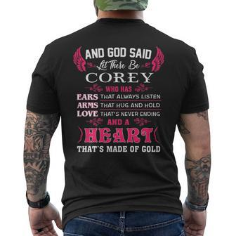 Corey Name And God Said Let There Be Corey Mens Back Print T-shirt - Seseable