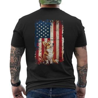 Corgi American Flag Usa Patriotic 4Th Of July Men's T-shirt Back Print - Seseable