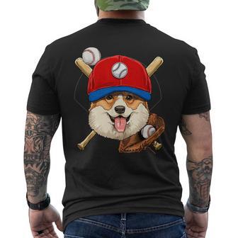 Corgi Baseball Dog Lovers Baseball Player Men's T-shirt Back Print - Monsterry UK