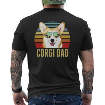 Corgi Dog Dad Vintage Retro Sunset Beach Vibe Fathers Day Mens Back Print T-shirt | Mazezy