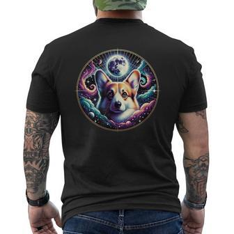 Corgi In Space Under The Moon Men's T-shirt Back Print - Monsterry CA