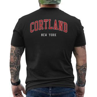 Cortland New York Varsity Sports Style Men's T-shirt Back Print - Seseable