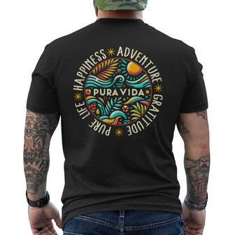 Costa Rica Pura Vida Happiness Gratitude Relaxation Pura Vid Men's T-shirt Back Print - Seseable