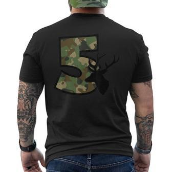 Country Boys Camo 5 Five Year Old Birthday Deer Hunter Theme Men's T-shirt Back Print - Monsterry