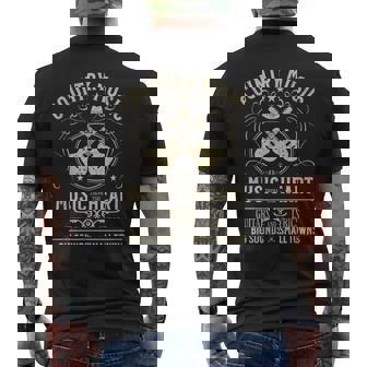Country Music From The Heart Vintage Guitar Retro Western Men's T-shirt Back Print - Thegiftio