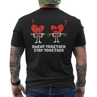 Couple Heart Workout Valentines Day Love Gym Fitness Lifting Men's T-shirt Back Print | Mazezy