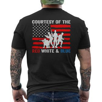 Courtesy Of The Red White And Blue Patriotic Us Flag Men's T-shirt Back Print - Seseable