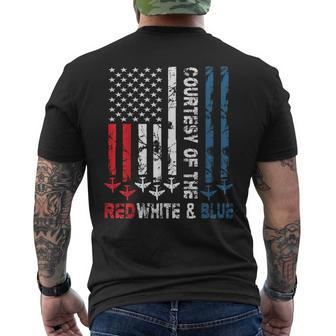 Courtesy Of The Red White And Blue Vintage America Us Flag Men's T-shirt Back Print | Mazezy