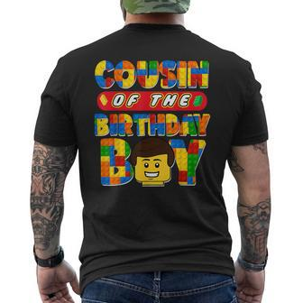 Cousin Of The Birthday Boy Building Brick Family Matching Men's T-shirt Back Print - Monsterry AU