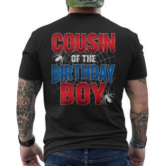 Cousin Of The Birthday Boy Costume Spider Web Birthday Party Men's T-shirt Back Print - Seseable