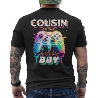 Cousin Of The Birthday Boy Matching Video Gamer Party Men's T-shirt Back Print - Monsterry