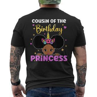 Cousin Of The Birthday Princess Melanin Afro Unicorn Cute Men's T-shirt Back Print | Mazezy CA