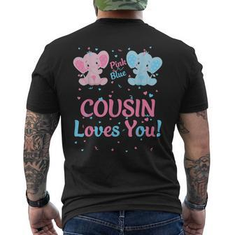 Cousin Gender Reveal Elephant Pink Or Blue Matching Family Men's T-shirt Back Print - Monsterry DE