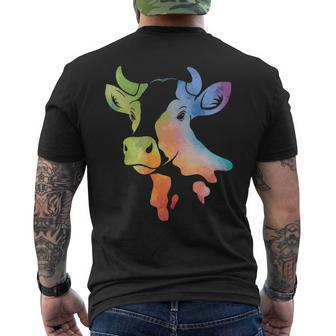 Cow For Women Cute Cowgirl Lover Watercolor Country T Men's T-shirt Back Print | Mazezy