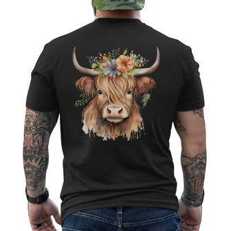 Cow Scottish Highland Cow Western Wear Highland Cow Men's T-shirt Back Print | Mazezy