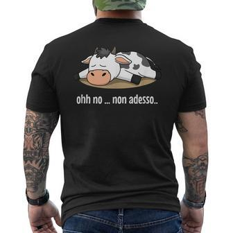 Cow Sleeping Lazy Farm Animal Farmer Farming Italian Italy Men's T-shirt Back Print - Monsterry
