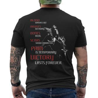 Cowboy Bull Riding Texas Ranch Rider Bravery Men's T-shirt Back Print | Mazezy