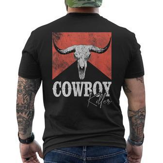 Cowboy Killers Bull Skull Howdy Punchy Western Country Music Men's T-shirt Back Print - Monsterry CA