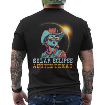 Cowgirl Austin Texas Solar Eclipse 2024 40824 Men's T-shirt Back Print - Monsterry