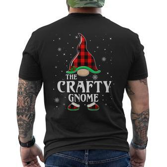 Crafty Gnome Buffalo Plaid Matching Family Christmas Pajama Mens Back Print T-shirt - Thegiftio