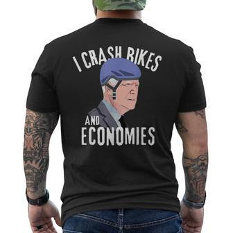 I Crash Bikes And Economies Joe Biden Falling Off Bike V2 Mens Back Print T-shirt - Thegiftio UK