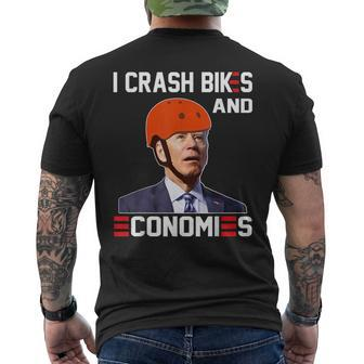 I Crash Bikes And Economies Joe Biden Falling Off Bike V2 V3 Mens Back Print T-shirt - Thegiftio UK