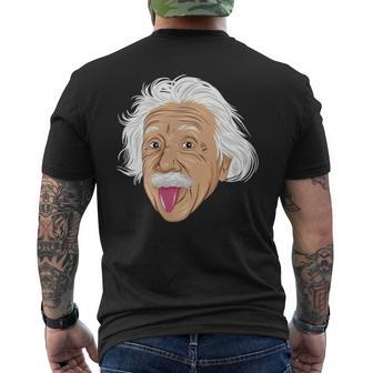 Crazy Professor Of Physics Albert Einst Shows Tongue Men's T-shirt Back Print - Seseable