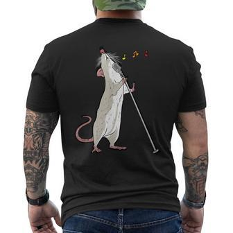 Crazy Singing White Rat For Rodent & Concert Lovers Men's T-shirt Back Print - Seseable
