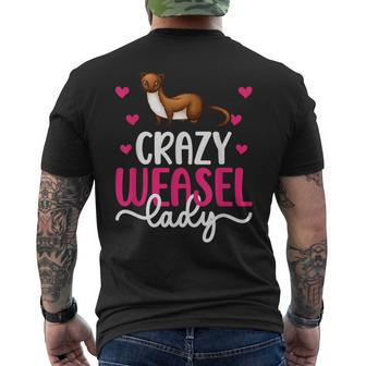 Crazy Weasel Lady Weasel Lover Weasels Men's T-shirt Back Print - Monsterry
