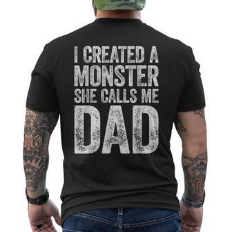 I Created A Monster She Calls Me Dad Father's Day Men's T-shirt Back Print - Monsterry UK