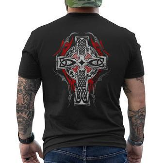 Cross Celtic Vintage Norse Tribal Men's T-shirt Back Print - Monsterry