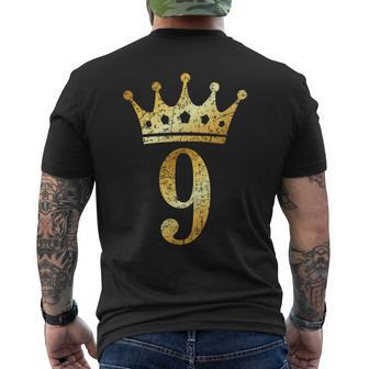 Crown Number 9 Vintage Yellow 9Th Birthday Men's T-shirt Back Print - Monsterry
