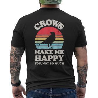 Crows Make Me Happy You Not So Much Crow Raven Vintage Men's T-shirt Back Print - Monsterry AU