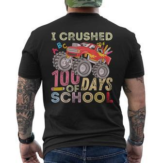 I Crushed 100 Days Of School For Boys Monster Truck 100 Day Men's T-shirt Back Print | Mazezy