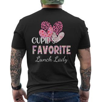 Cupid’S Favorite Lunch Lady Three Hearts Valentine's Day Men's T-shirt Back Print - Thegiftio UK